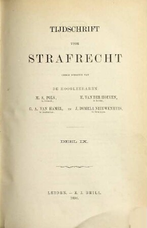 Tijdschrift voor strafrecht. 9. 1896