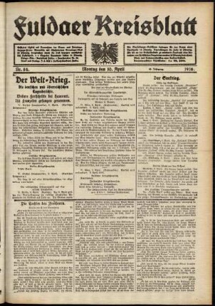 Ausgabe vom Montag, den 10. April 1916.