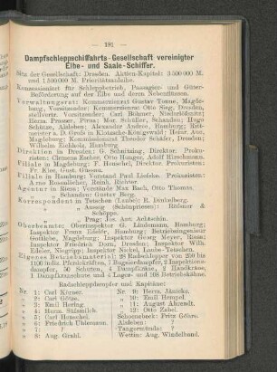 Dampfschiffahrts-Gesellschaft vereinigter Elbe- und Saale-Schiffer.