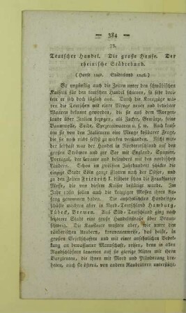 23. Teutscher Handel. Die große Hanse. Der rheinische Staedtebund. (Hanse 1241. Staedtebund 1246.)