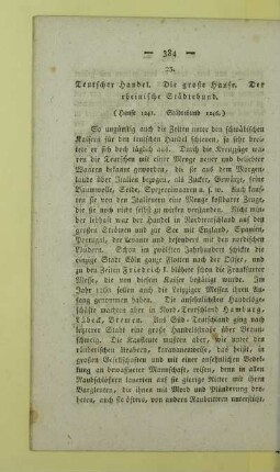 23. Teutscher Handel. Die große Hanse. Der rheinische Staedtebund. (Hanse 1241. Staedtebund 1246.)