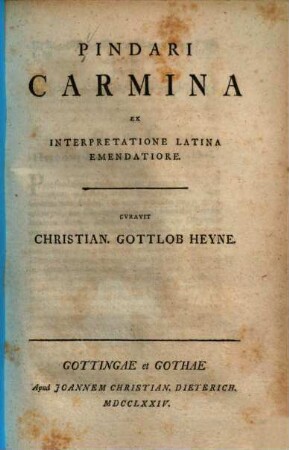 Pindari Carmina Ex Interpretatione Latina Emendatiore
