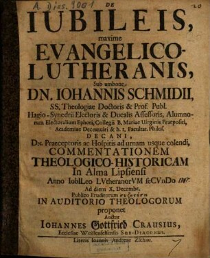De Iubileis, maxime Evangelico-Lutheranis