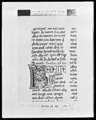 Bernhard von Clairvaux, Sermones in Cantitum Canticorum — Initiale R (evertere), Folio 96 verso