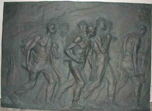 Bronzerelief "Le retour de mineur" (Die Rückkehr der Bergleute)