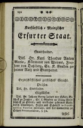 Kurfürstlicher-Mainzischer Erfurter Staat.