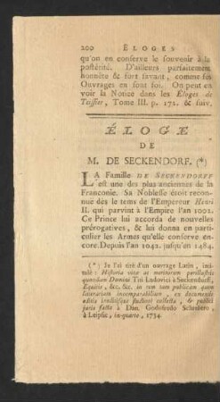 Éloge De M. De Seckendorf