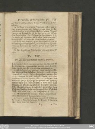 Tit. XIV. De Iuribus Civitatum Imperii propriis.