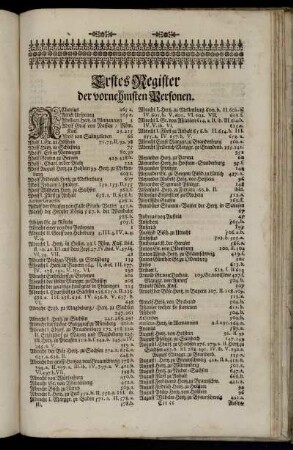 Erstes Register der vornehmsten Personen.
