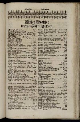 Erstes Register der vornehmsten Personen.