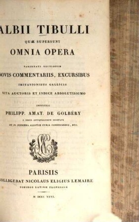 Albii Tibulli Quae supersunt omnia opera