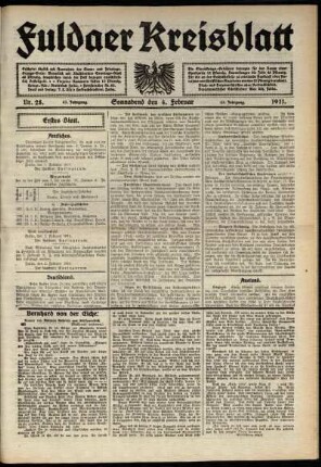 Erste Ausgabe vom Samstag, den 04. Februar 1911.