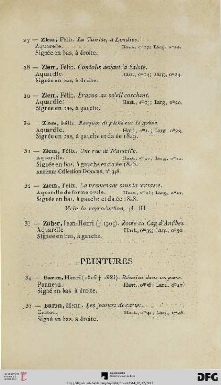 Peintures (Nr. 34-95) mit Tafeln VII-XVI