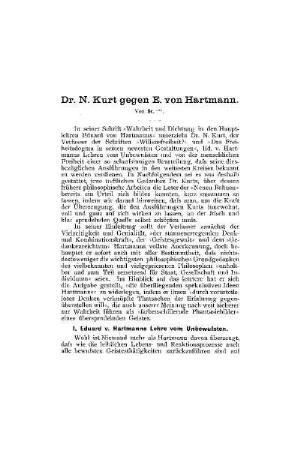 Dr. N. Kurt gegen E. von Hartmann