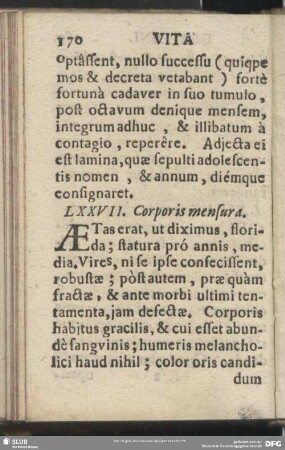 LXXVII. Corporis mensura