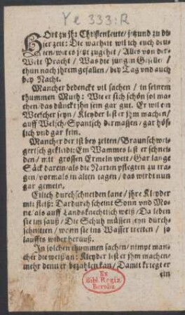 HOrt zu jhr Christenleute/ jetzund zu di=||ser zeit: