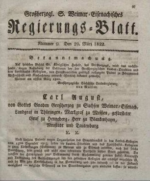 Nr. 9 : 29. März 1822