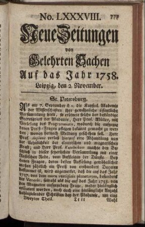 No. LXXXVIII. Leipzig, den 2. November. - No. XCVI. Leipzig, den 30. November.