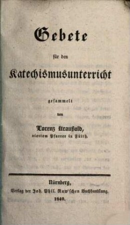 Gebete für den Katechismusunterricht
