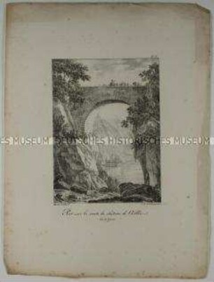 Pont sur la route du château de Chillon lac de Genève (Nr. des Mappenwerkes: Souvenirs Pittoresques)