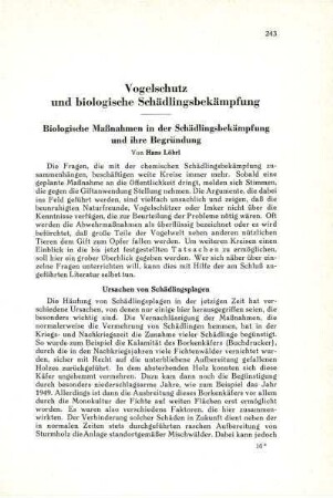 Vogelschutz und biologische Schädlingsbekämpfung