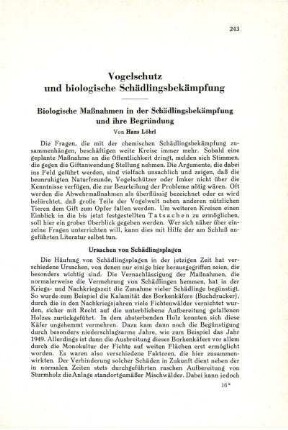 Vogelschutz und biologische Schädlingsbekämpfung