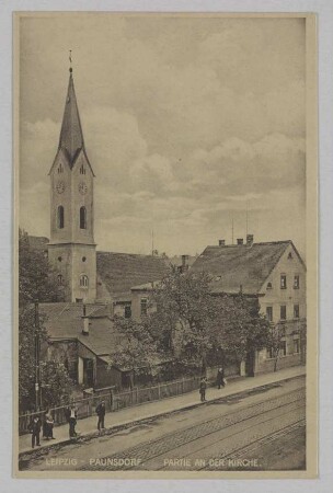Leipzig-Paunsdorf. Partie an der Kirche