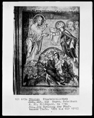Sogenanntes Gebetbuch der heiligen Hildegard — Speisung der Fünftausend, Folio 24verso