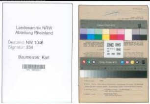 Entnazifizierung Karl Baumeister , geb. 02.12.1921 (Verwaltungsangestellter)
