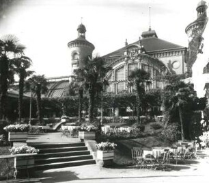 Leipzig, Palmengarten : Leipzig. Palmengarten. Gesellschaftshaus mit Gartenrestaurant. Johlige, Schmidt. Ansicht von Nordosten