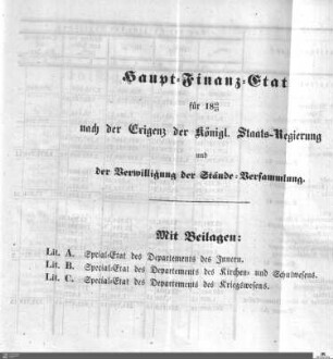 Haupt-Finanz-Etat 1845-1848