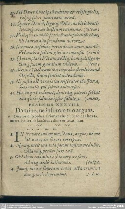 Psalmus XXXVIII. Domine, ne inforore tuo arguas
