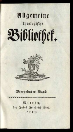 14. Band (1780): Allgemeine theologische Bibliothek
