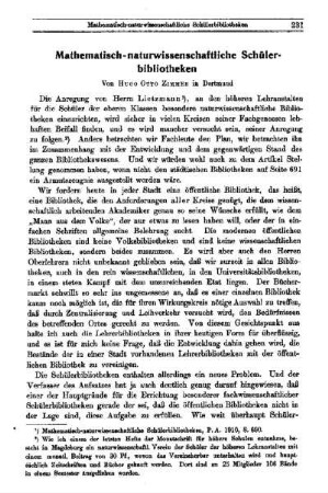 Mathematisch-naturwissenschaftliche Schülerbibliotheken