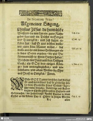 Leichenpredigt : Allgemeiner Eingang. Sonderbarer Eingang. Abhandlung
