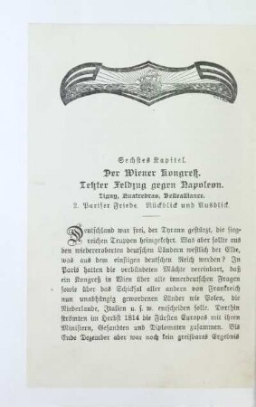 Sechstes Kapitel. Der Wiener Kongreß. Letzter Feldzug gegen Napoleon
