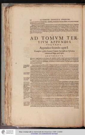 Ad Tomum Tertium Appendix Secunda
