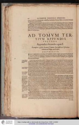 Ad Tomum Tertium Appendix Secunda