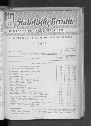 Einzelhandelspreise in Hamburg im November 1960 : Lfd. Nr. 37