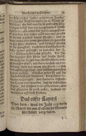 Das eilfte Capitel Von dem, was im Jahr 1731 vom 18. Martii bis zum Ende dieses Monats überhaupt vorgefallen.