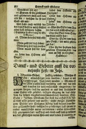 Danck- und Gebeter auff die vornehmste Feste im Jahr.