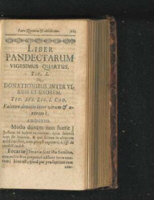 Liber Pandectarum Vigesimus Quartus.