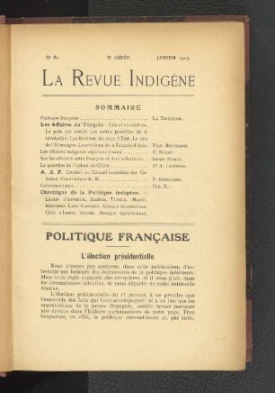 Nr. 81. 8e Année. Janvier 1913.