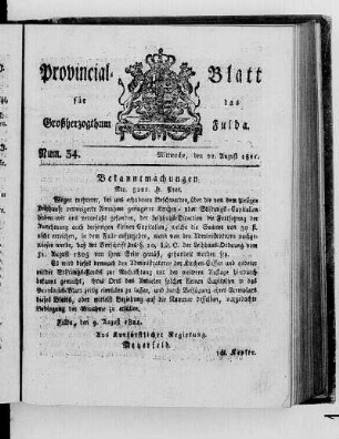 Num. 34, Ausgabe vom 22. August 1821