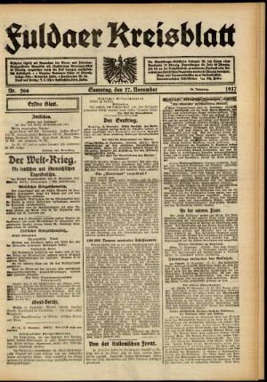 Erste Ausgabe vom Samstag, den 17. November 1917.