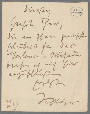 Nachlass von Julius Vogel (1862-1927) – BSB Ana 510, 1. Schlözer, Kurd