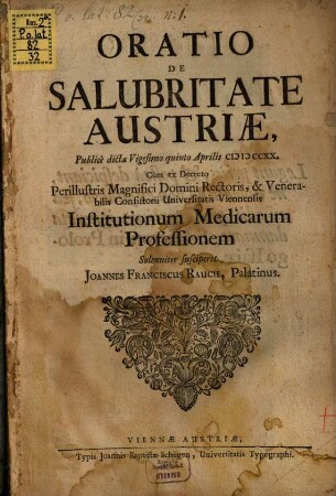 Oratio de salubritate Austriae