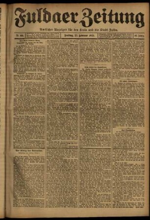 Erste Ausgabe vom Freitag, den 25. Februar 1921.