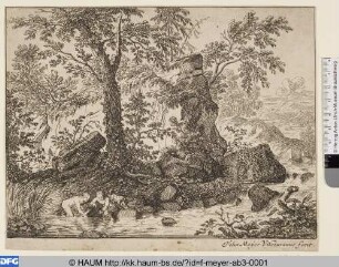 Landschaft mit zwei badenden Mädchen