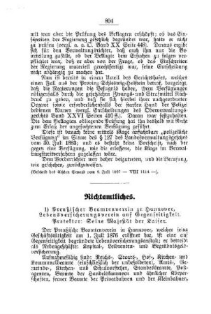 Preußischer Beamtenverein zu Hannover, Lebensversicherungsverein auf Gegenseitigkeit. Protektor: Seine Majestät der Kaiser : [Nichtamtliches]